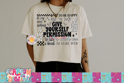 Give Yourself Permission PNG Digital Design