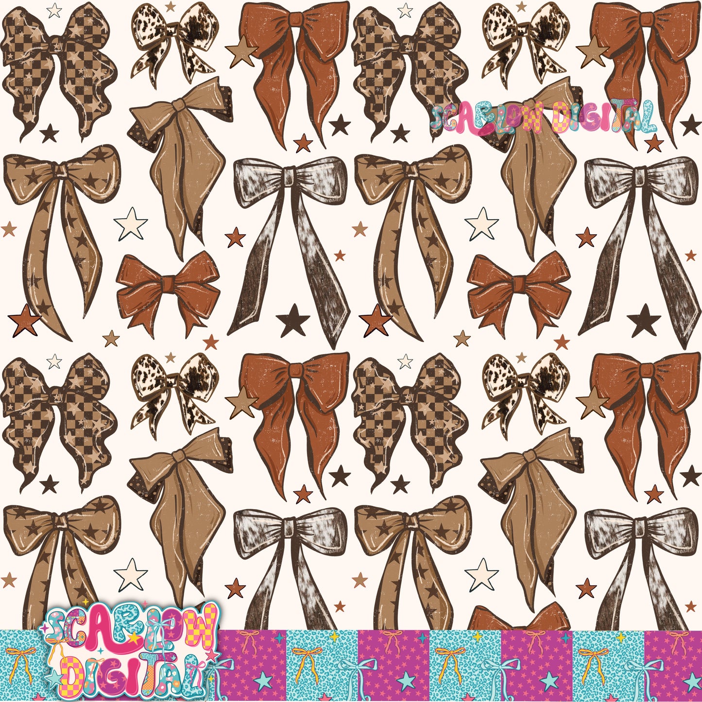 Western Bows Seamless Pattern Digital Design