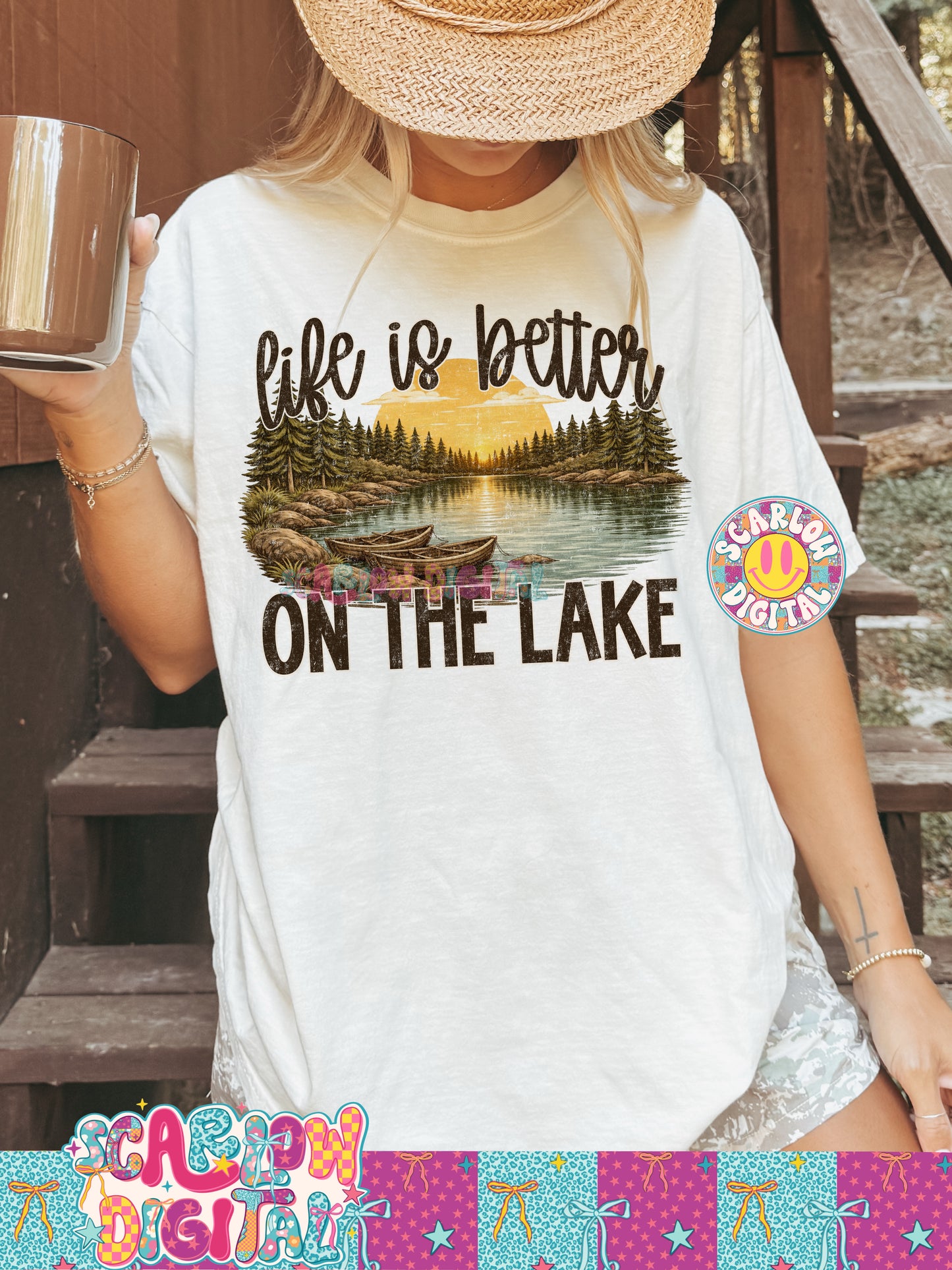 Life is Better on the Lake PNG Digital Design