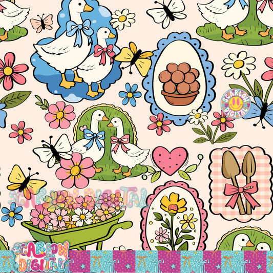 Spring Things Seamless Pattern Digital Design
