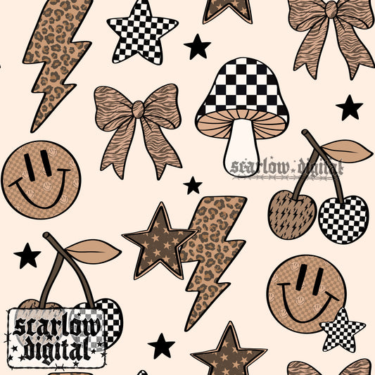 Neutral Things Seamless Pattern Digital Design
