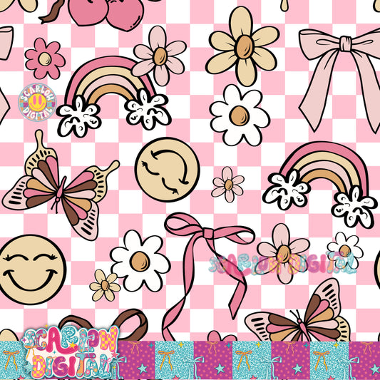 Girl Doodles Seamless Pattern Digital Design