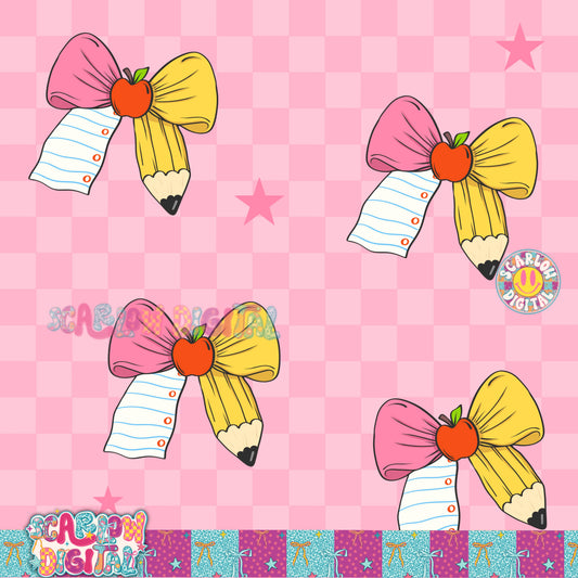 School Bows Seamless Pattern Digital Design