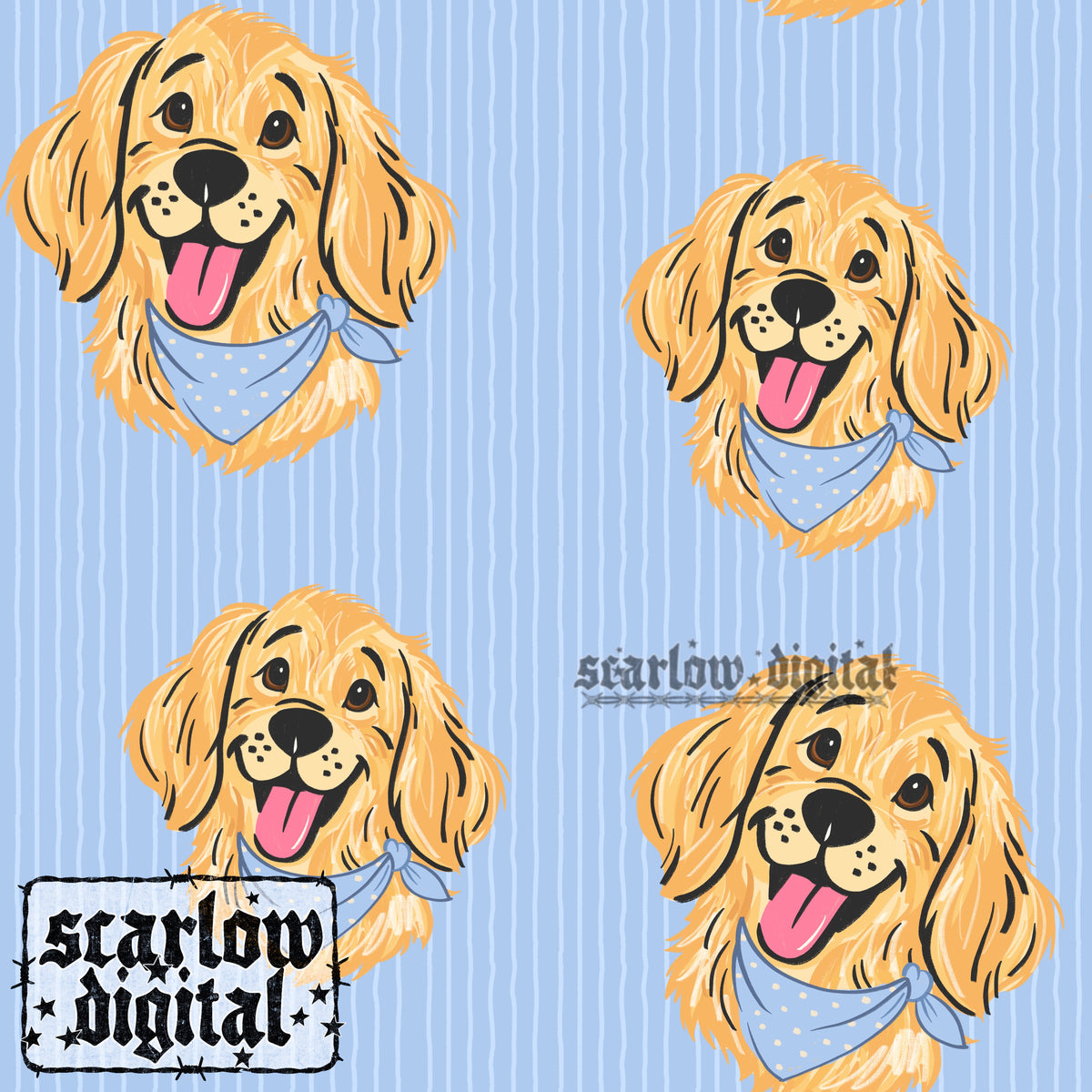 Golden Retriever Seamless Pattern Digital Design
