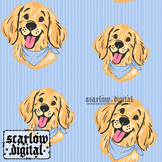 Golden Retriever Seamless Pattern Digital Design