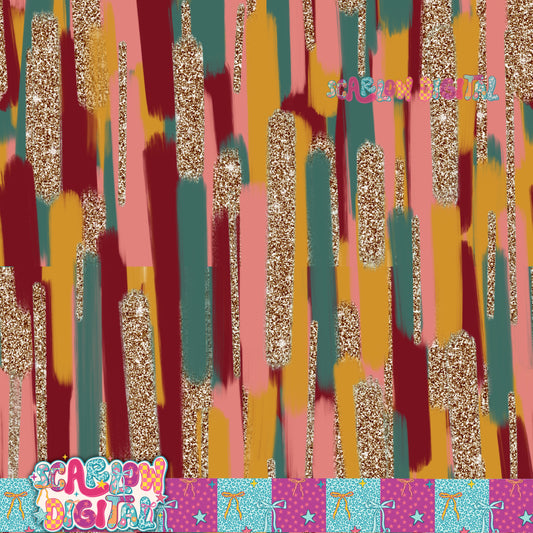 Christmas Paint and Glitter Seamless Pattern Digital Design
