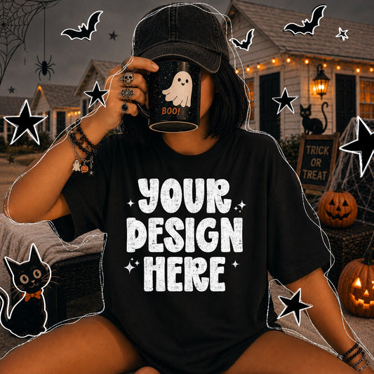 NEW NEW NEW! Black Comfort Colors Unisex Garment-Dyed Heavyweight T-Shirt 1717 Mockup