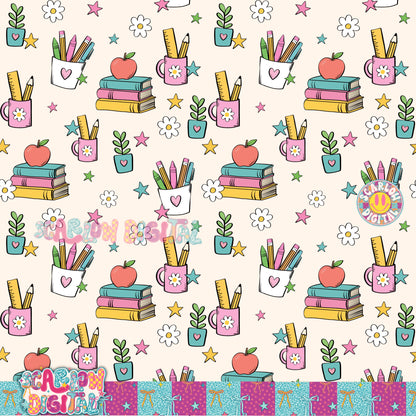 School Things Seamless Pattern Digital Design