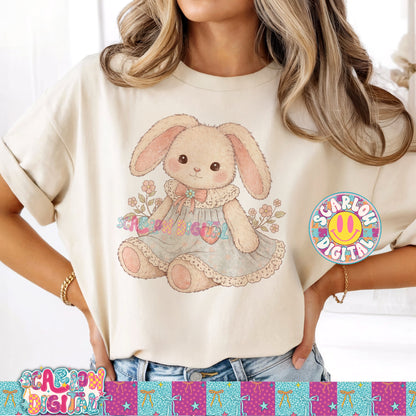Vintage Girl Bunny PNG Digital Design