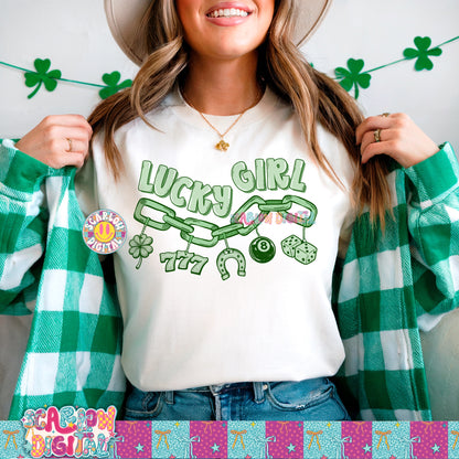 Lucky Girl PNG Digital Design