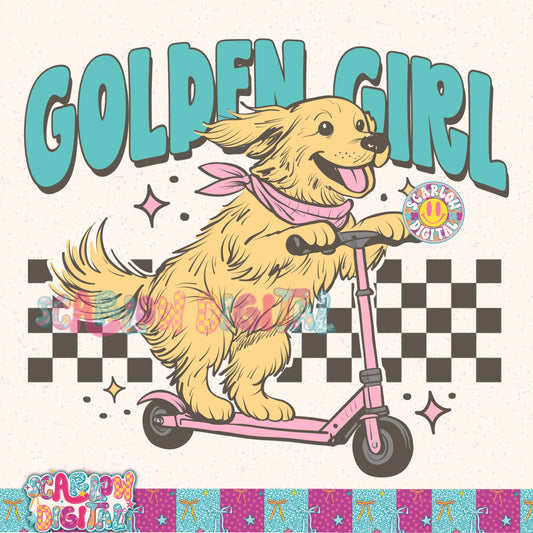 Golden Girl PNG Digital Design