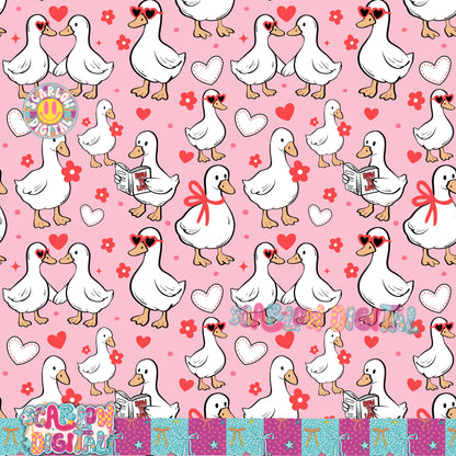 Valentine's Day Geese Seamless Pattern Digital Design