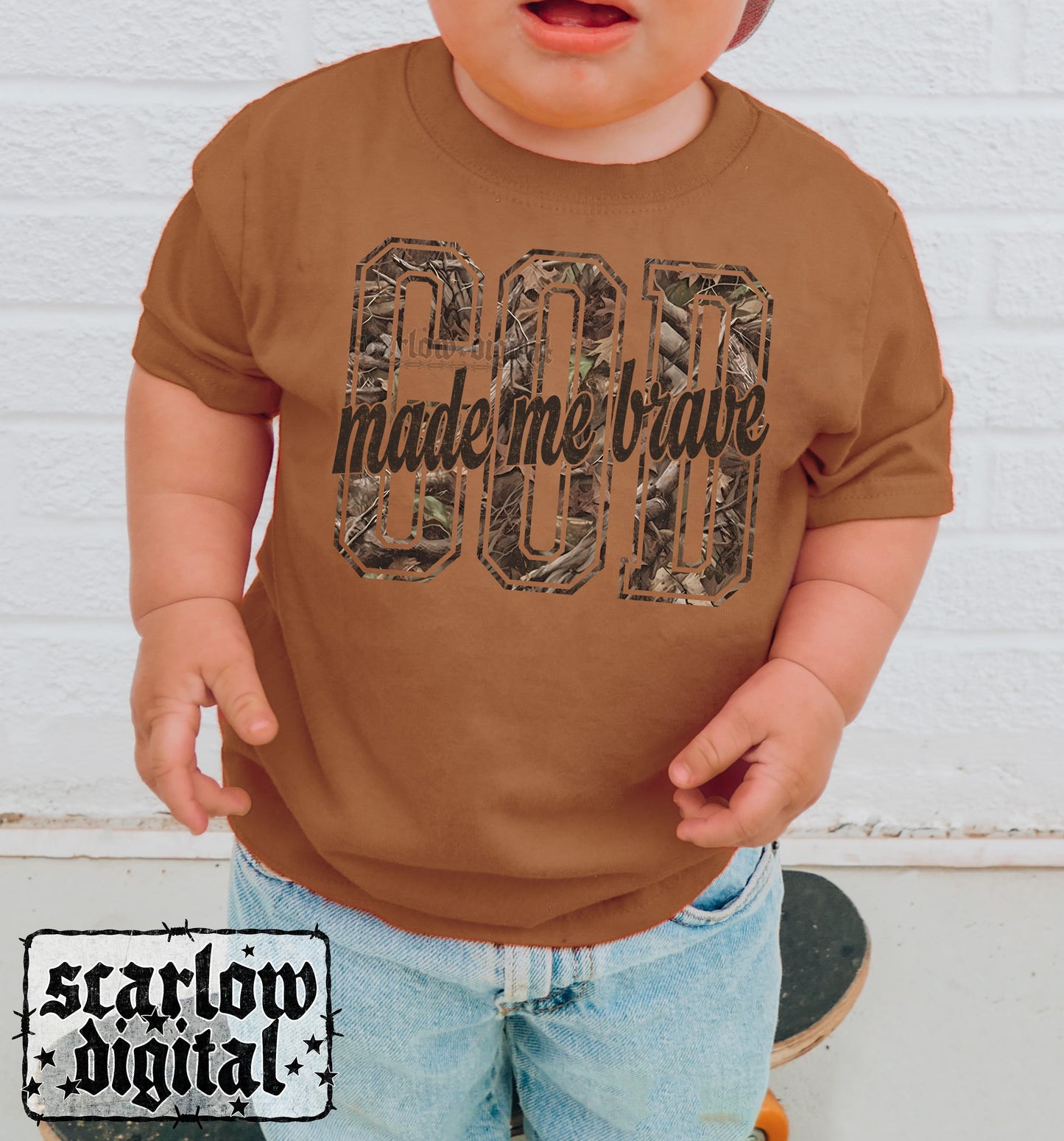 God Made Me Brave Christian Camo Boy PNG Digital Design