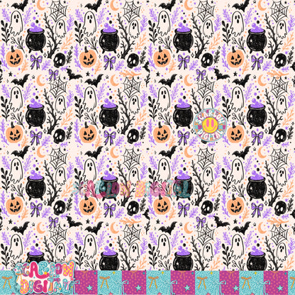Spooky Doodles Seamless Pattern Digital Design
