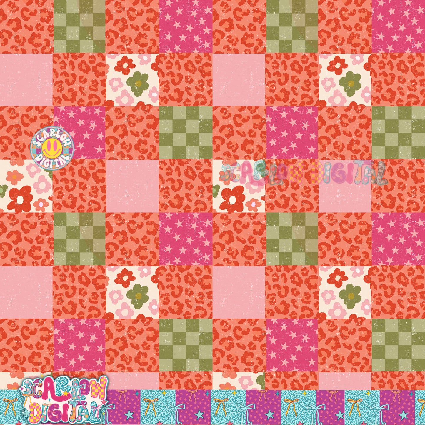 Christmas Checkers Seamless Pattern Digital Design
