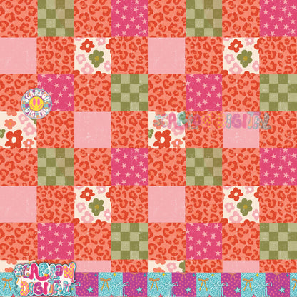 Christmas Checkers Seamless Pattern Digital Design