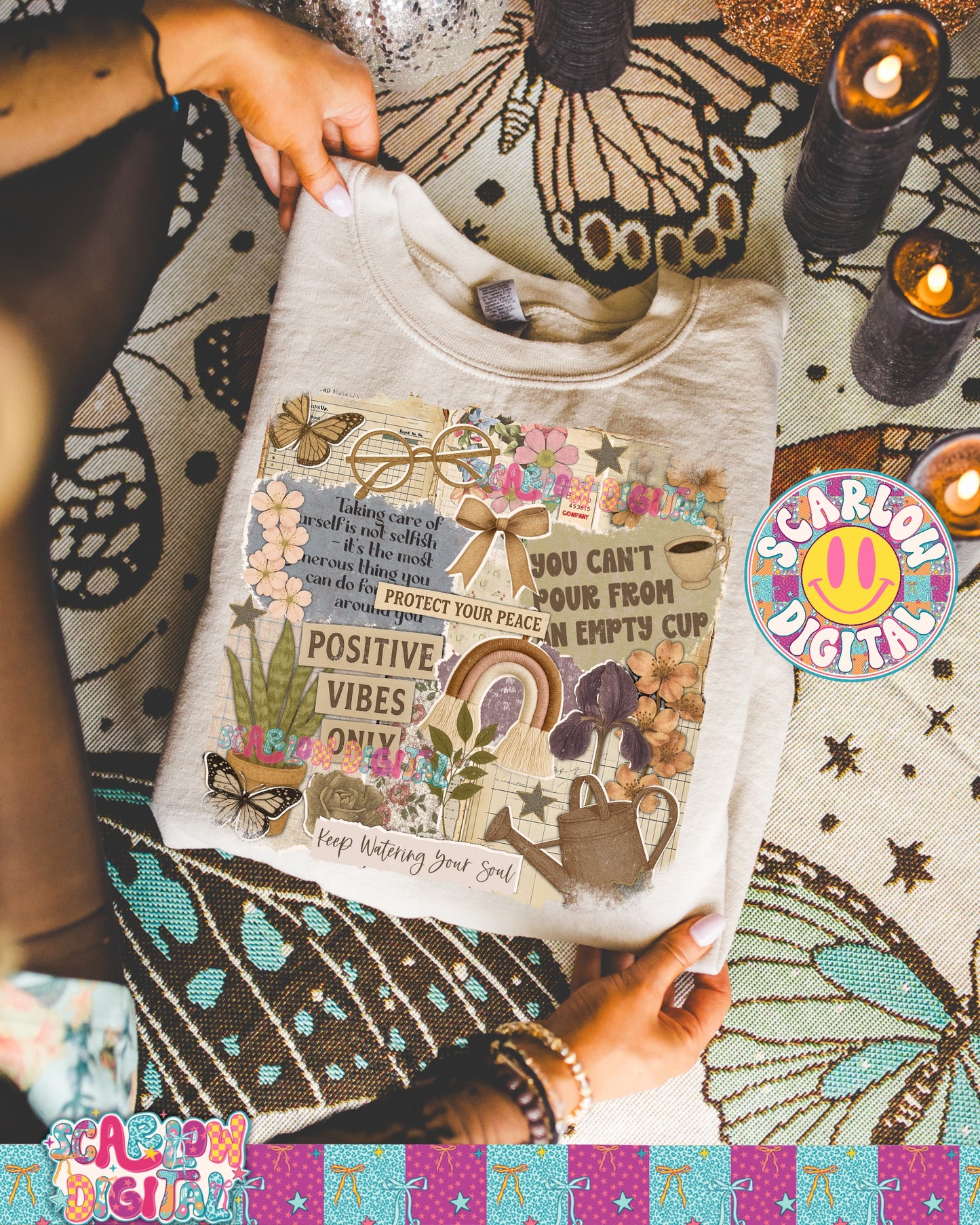 Self Care Scrapbook PNG Digital Design