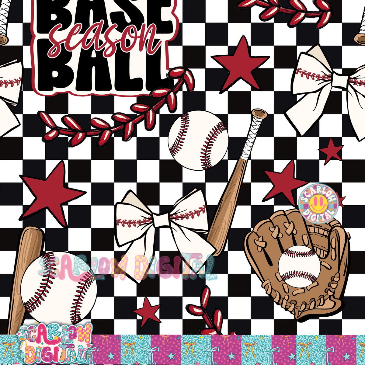 Spring Baseball Designs Baseball Season Seamless Pattern Digital Design – Scarlow Digital