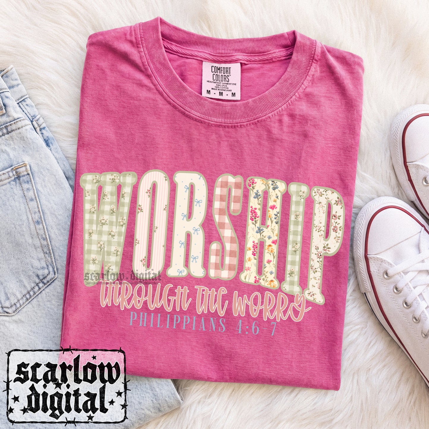 Worship Through the Worry PNG Digital Design