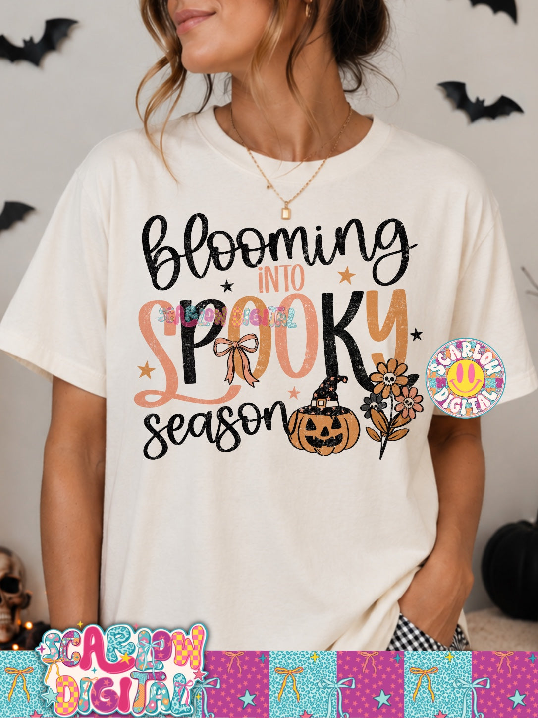 Blooming into Spooky Season PNG Digital Design