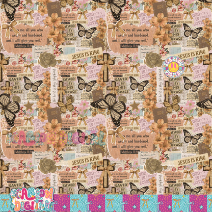 Christian Scrapbook Seamless Pattern Digital Design