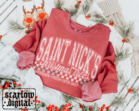 Saint Nick's Christmas Tree Farm PNG Digital Design