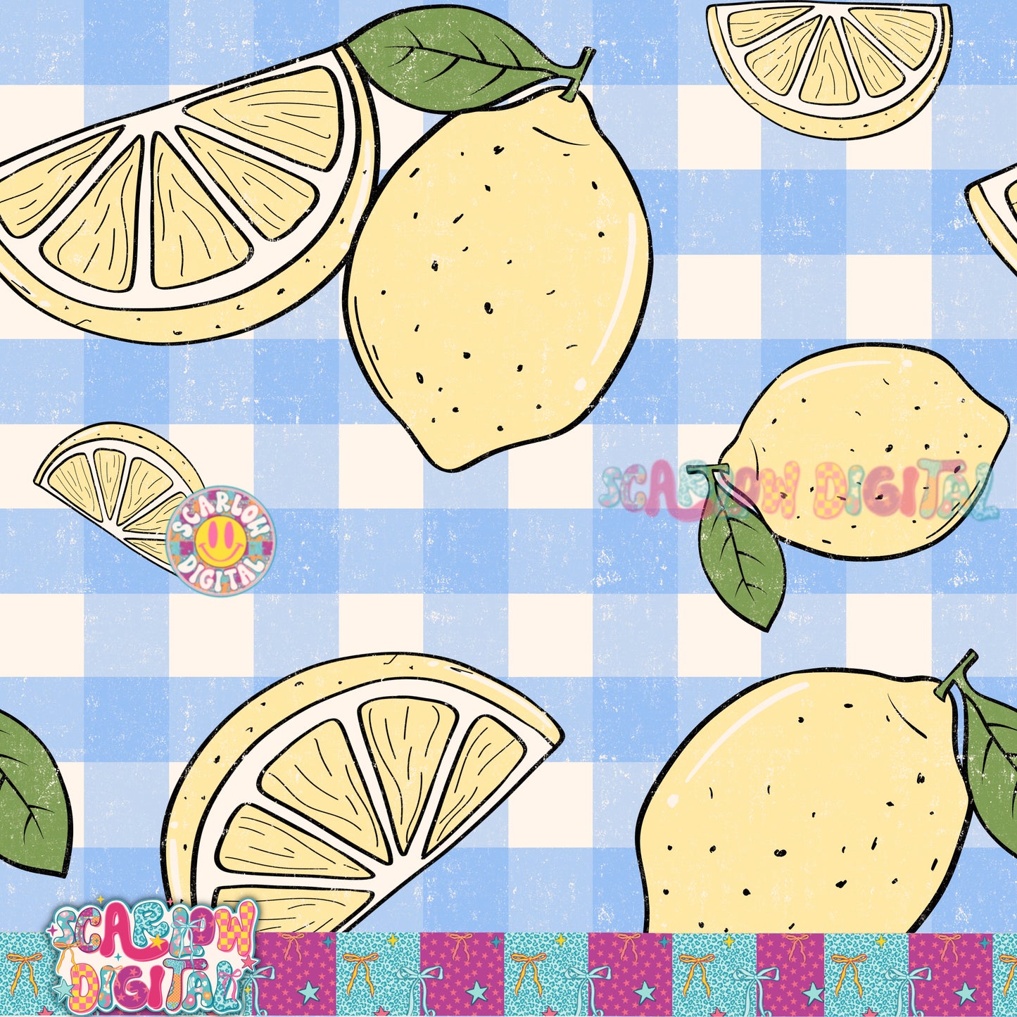 Lemons Plaid Seamless Pattern Digital Design