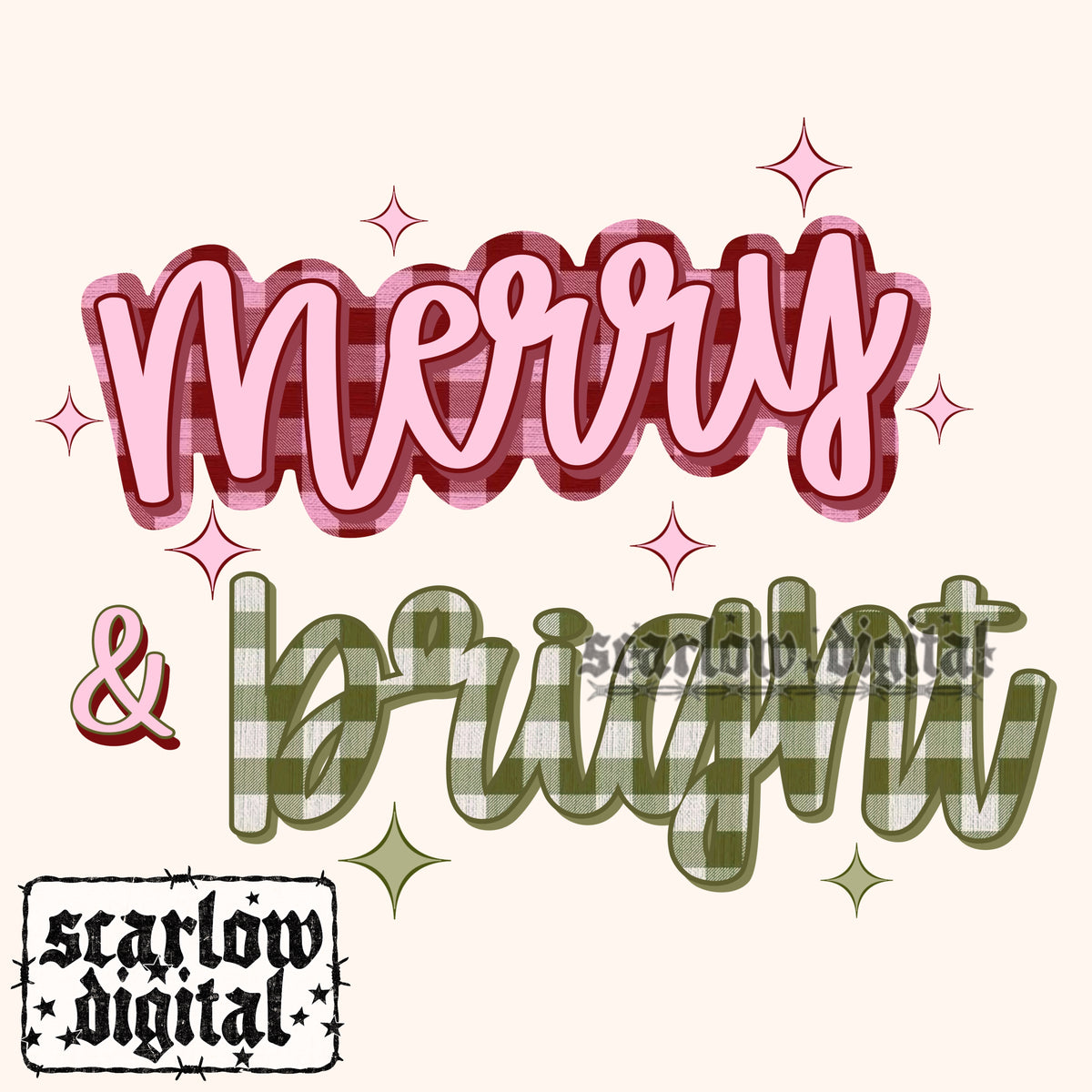 Merry and Bright PNG Digital Design