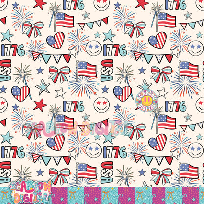 Patriotic Seamless Pattern Digital Design