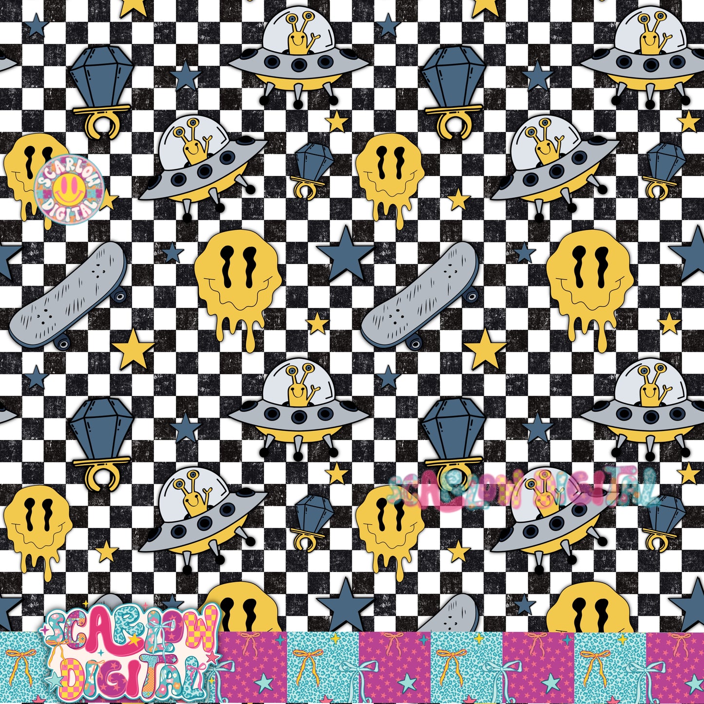 Boy Skater Seamless Pattern Digital Design