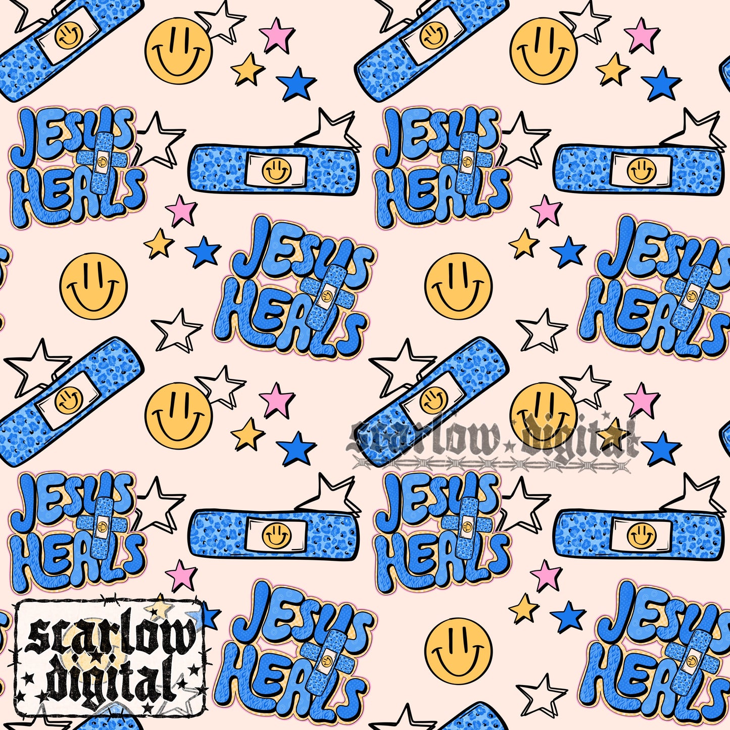 Jesus Heals Seamless Pattern Digital Design