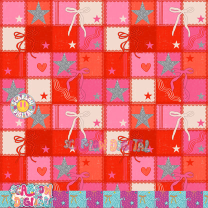 Valentine's Day Checkers Seamless Pattern Digital Design