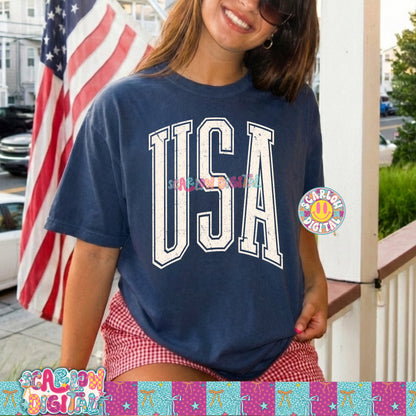 USA Oversized Varsity Letters PNG Digital Design
