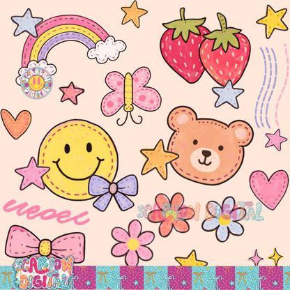 Colorful Doodles Seamless Pattern Digital Design