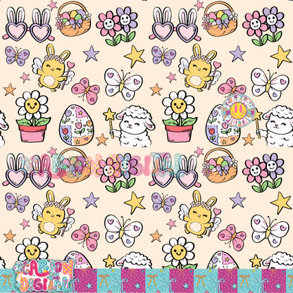 Easter Doodles Seamless Pattern Digital Design