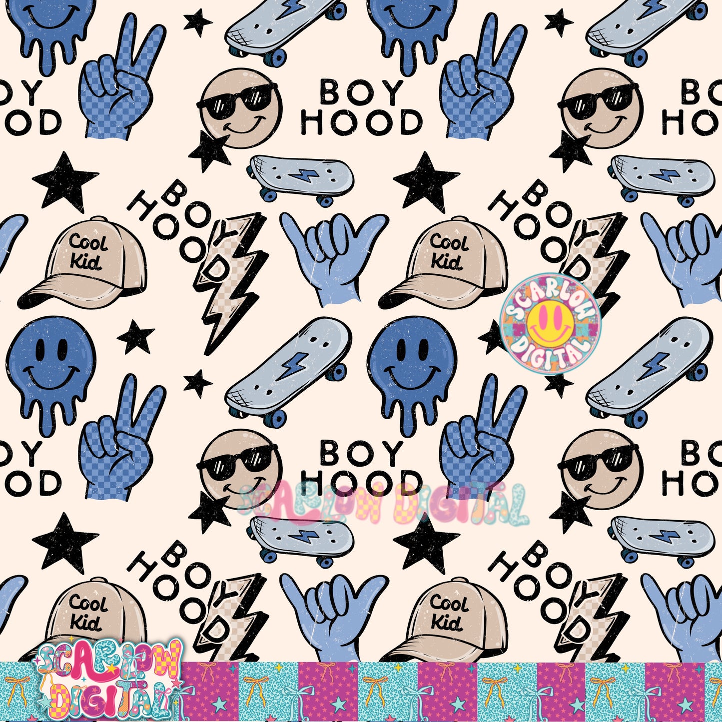 Boyhood Seamless Pattern Digital Design