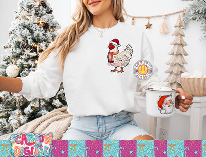 Christmas Chicken Pocket PNG Digital Design