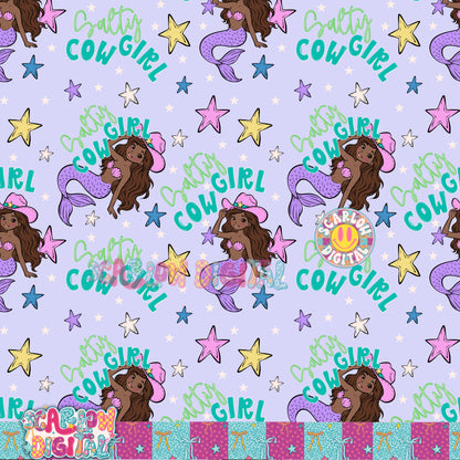 Salty Cowgirl Seamless Pattern Digital Design