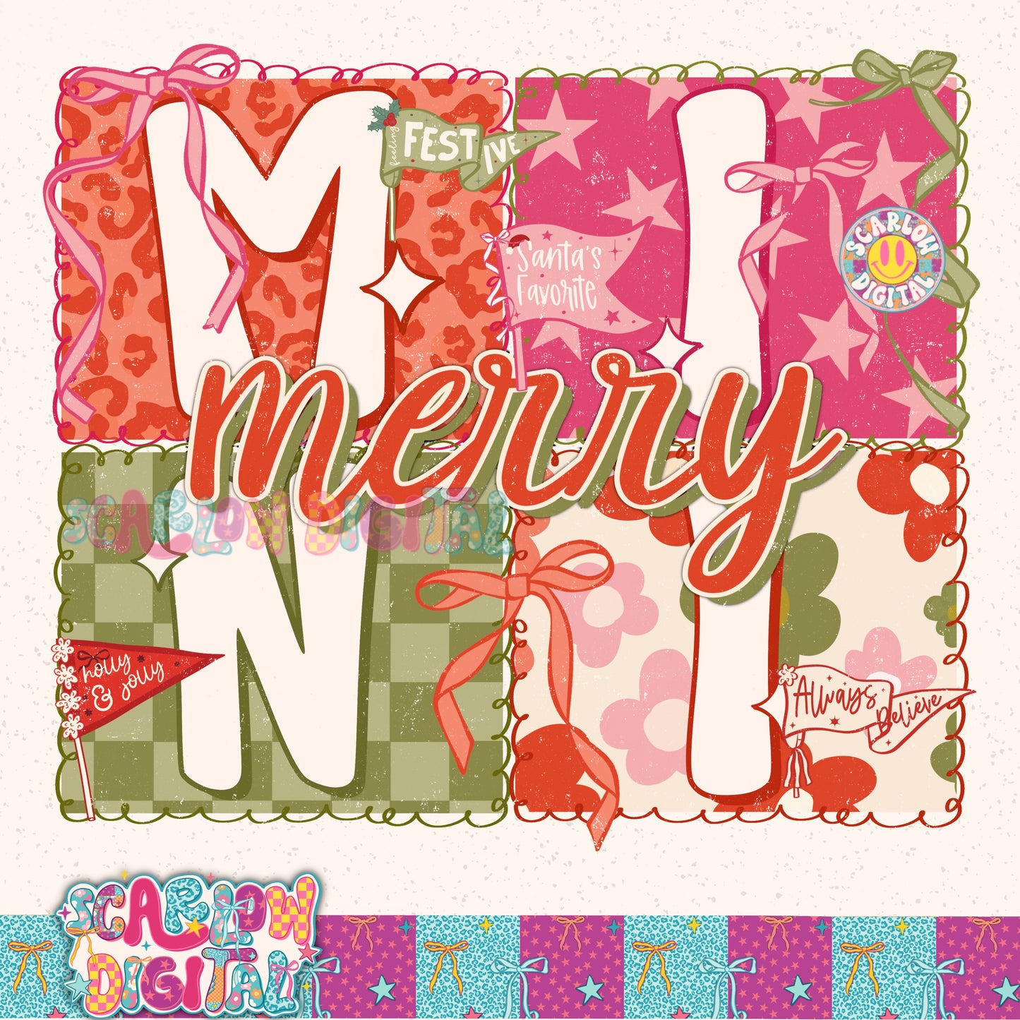 Merry Mini PNG Digital Design