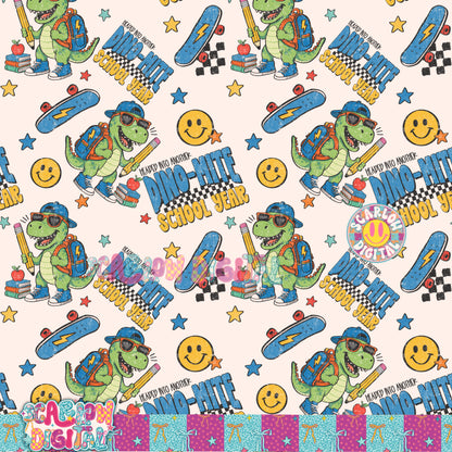 Dinomite Back to School Seamless Pattern Digital Design