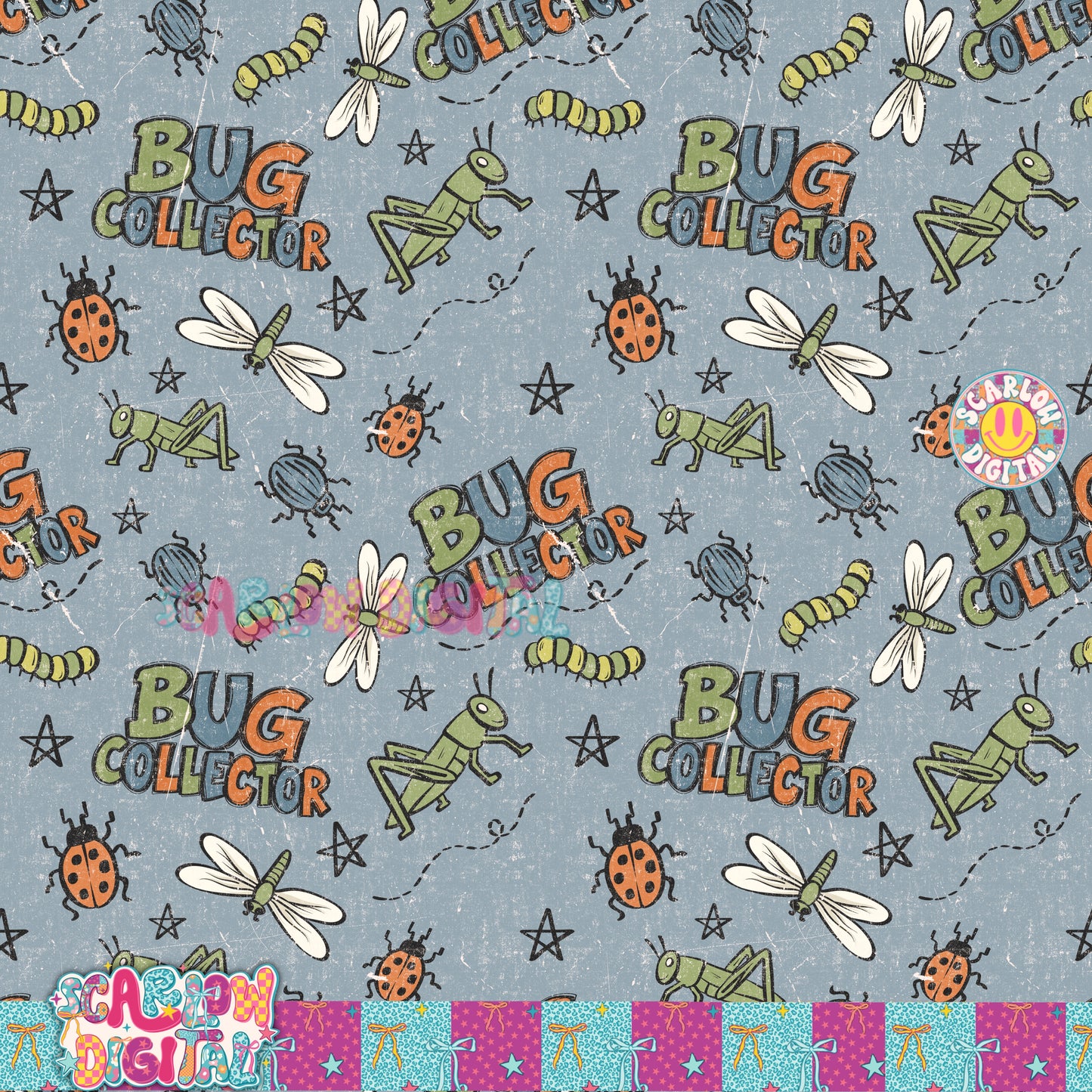 Bug Collector Seamless Pattern Digital Design