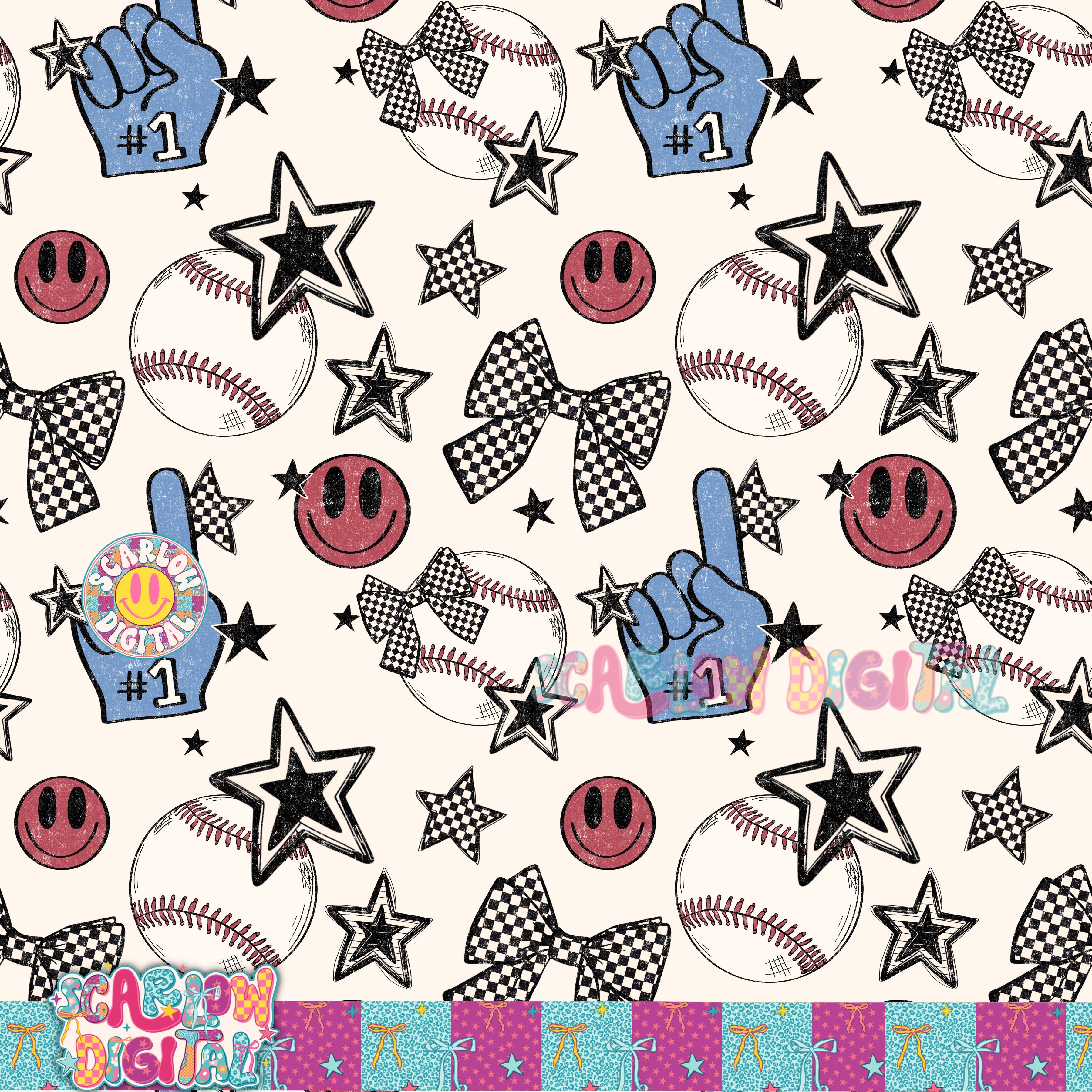 Baseball Seamless Pattern Digital Design – Scarlow Digital