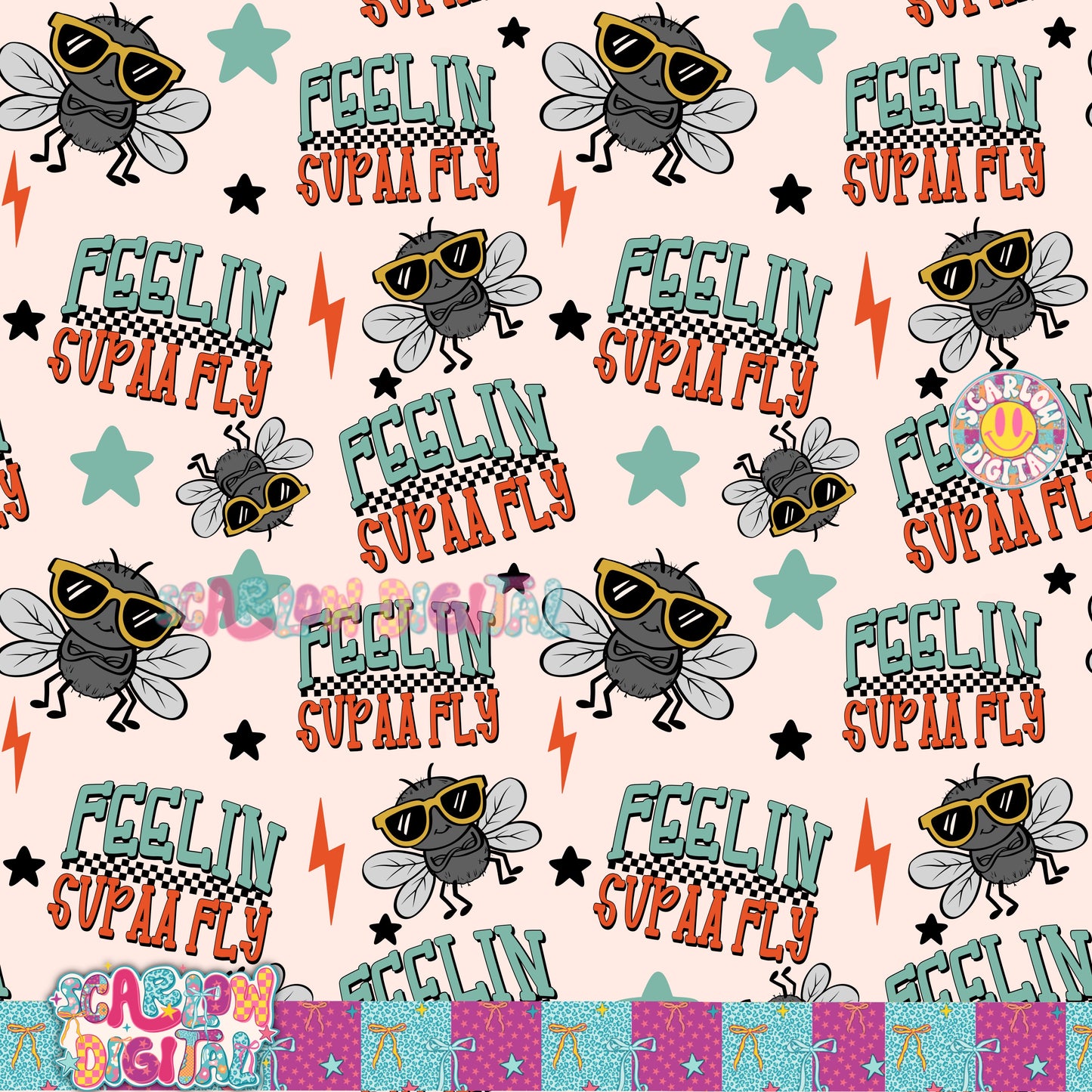 Feelin Supaa Fly Seamless Pattern Digital Design