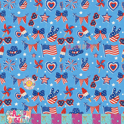 Patriotic Seamless Pattern Digital Design