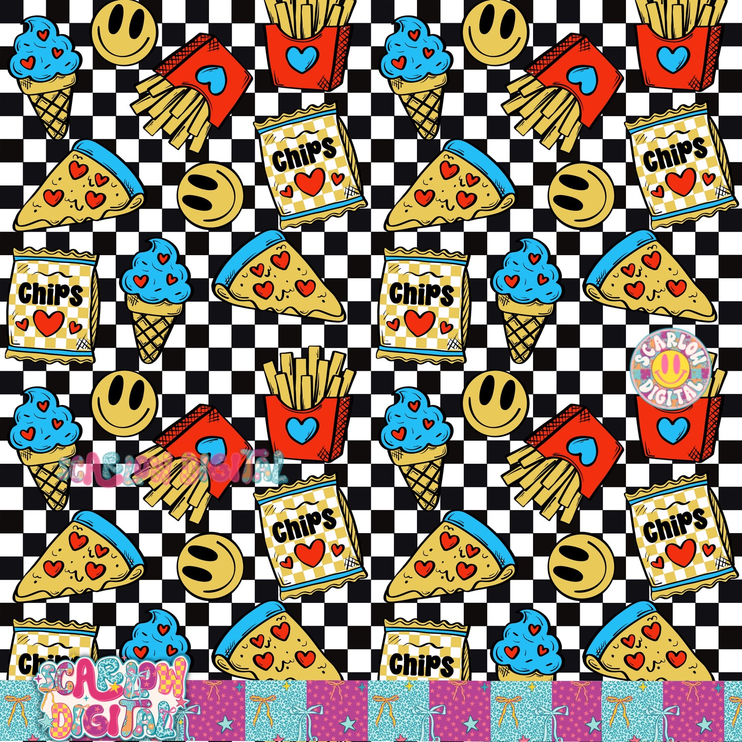 Snacks Seamless Pattern Digital Design