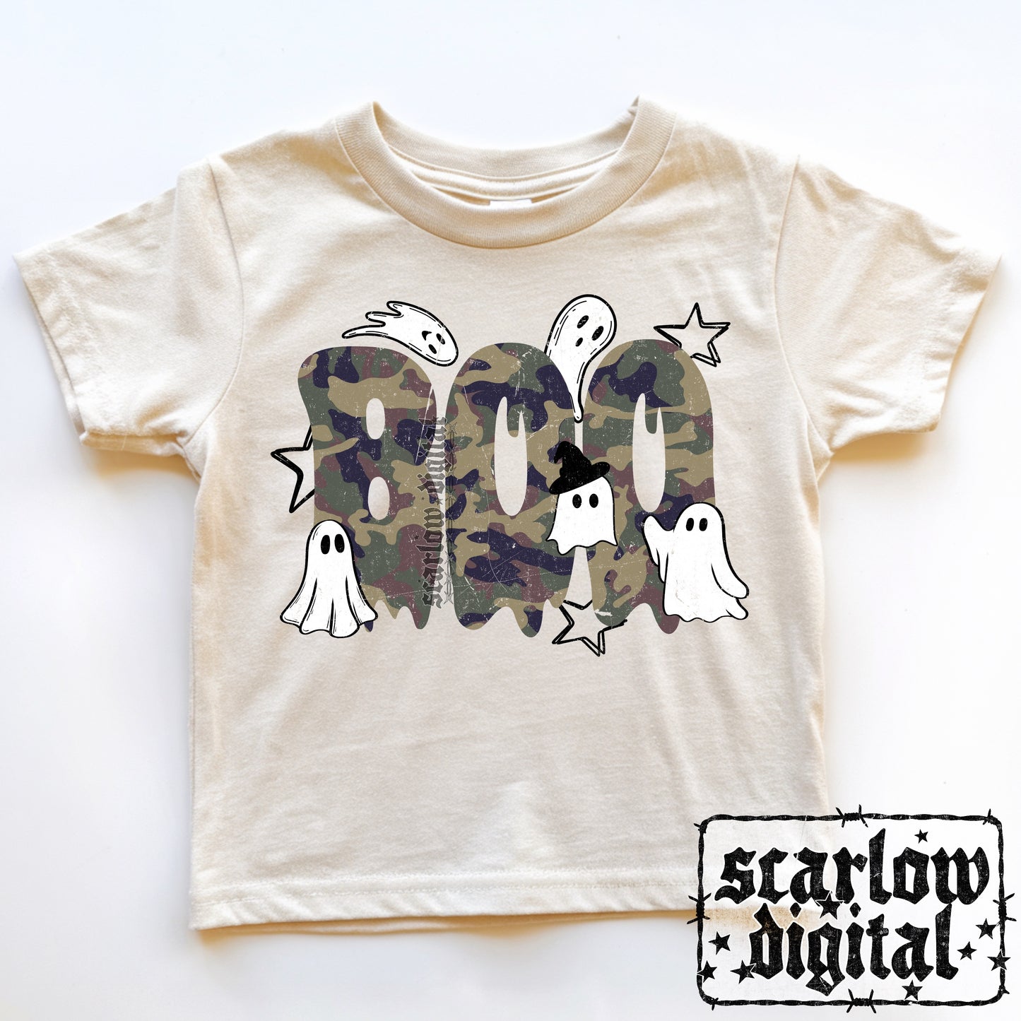 Camo Boo With Ghosts Boy Halloween PNG Digital Design