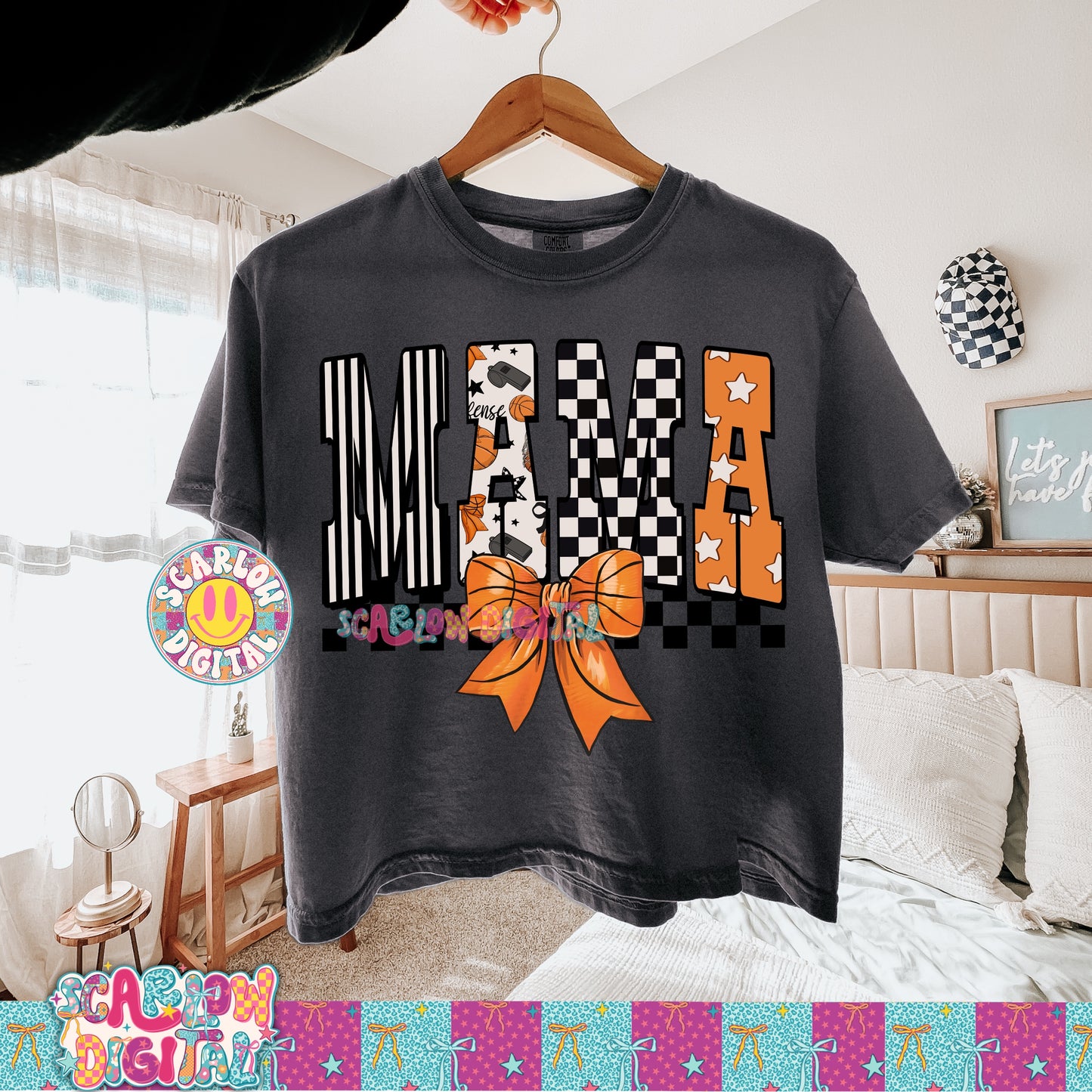 Basketball Mama with Bow PNG Digital Design