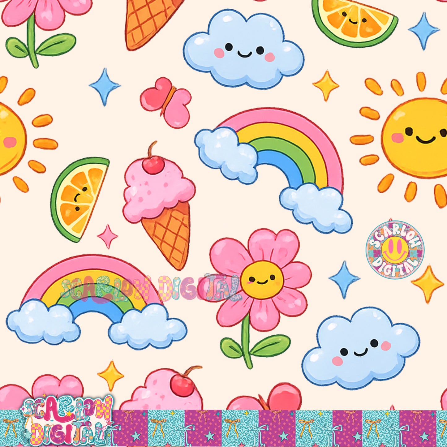 Happy Seamless Pattern Digital Design