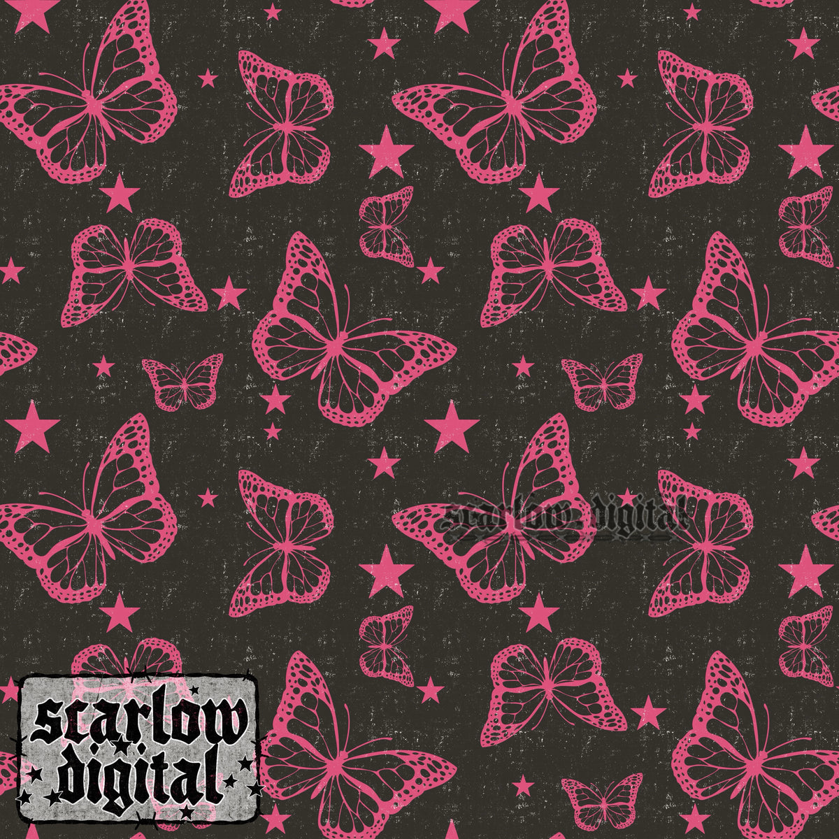 Pink Butterflies Seamless Pattern Digital Design