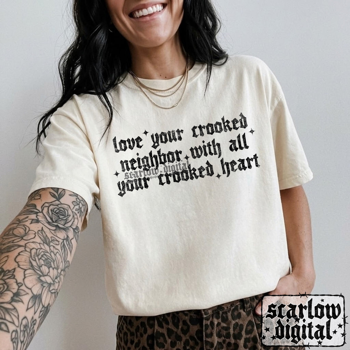 Love Your Crooked Neighbor With All Your Crooked Heart PNG Digital Design